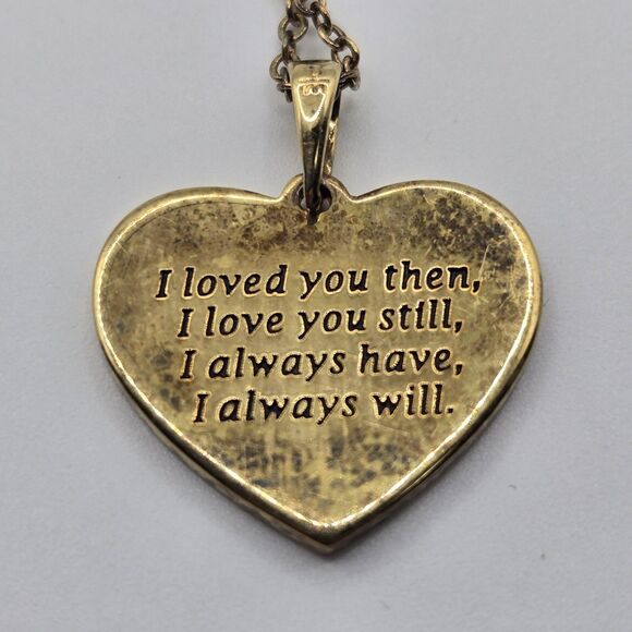 Danbury Mint Love Always Diamond Pendant Necklace 14kt Gold Plated Engraved 17" - Picture 3 of 10